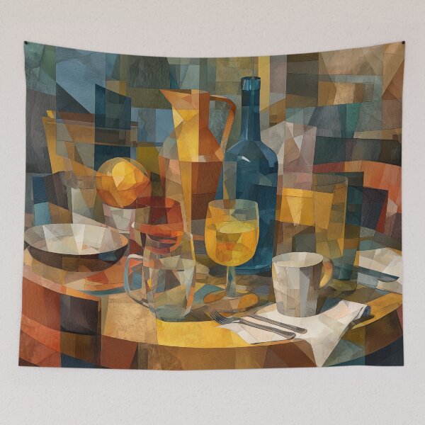 Item preview, Cubist Still Life with Bottles and Glasses designed and sold by ArgentoArt.