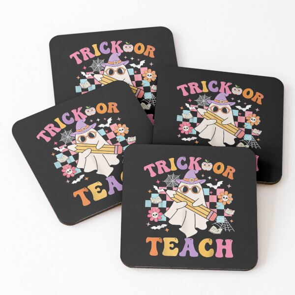 Item preview, Trick Or Teach Groovy Teacher Halloween Retro Floral Ghost T-Shirt designed and sold by wabeen.