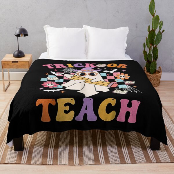 Item preview, Trick Or Teach Groovy Teacher Halloween Retro Floral Ghost T-Shirt designed and sold by wabeen.
