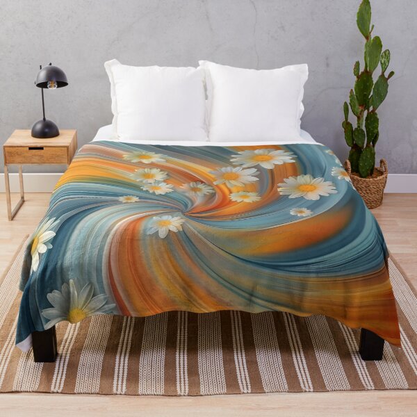 Item preview, whimsical swirling daisy floral print designed and sold by dcrc.