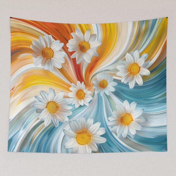 Item preview, whimsical swirling daisy floral print designed and sold by dcrc.