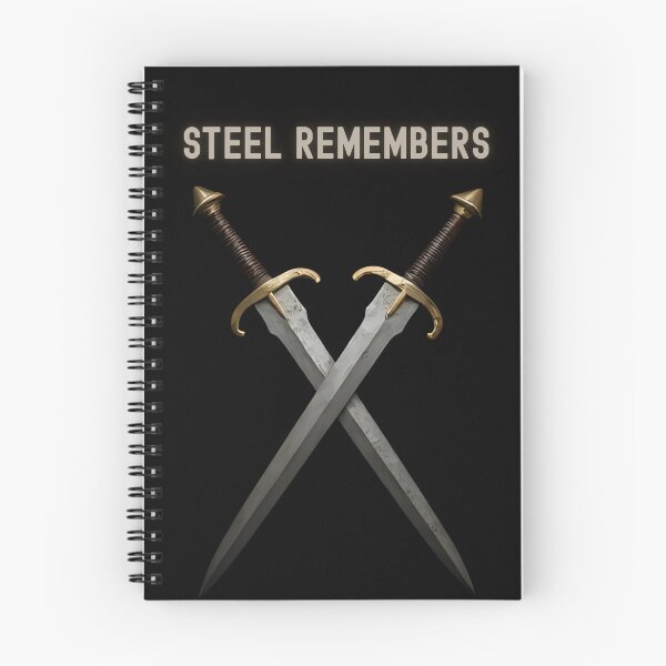 Item preview, Two Crossed Longswords with Glowing Runes – Steel Remembers Quote, Minimal Medieval Artwork for T-Shirts & Gifts designed and sold by MagicPixelArts.