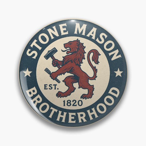 Item preview, Stone Mason Brotherhood – Vintage Americana Retro Emblem Design designed and sold by Meandmyshop.
