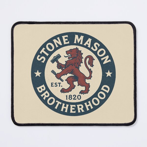 Item preview, Stone Mason Brotherhood – Vintage Americana Retro Emblem Design designed and sold by Meandmyshop.
