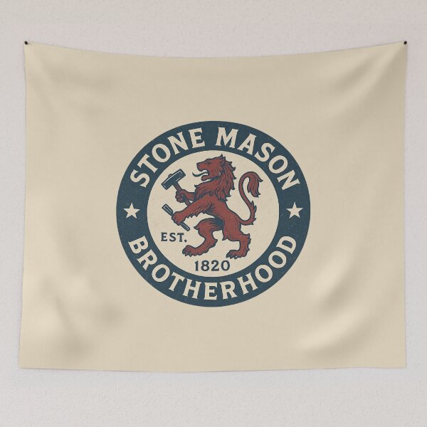Item preview, Stone Mason Brotherhood – Vintage Americana Retro Emblem Design designed and sold by Meandmyshop.