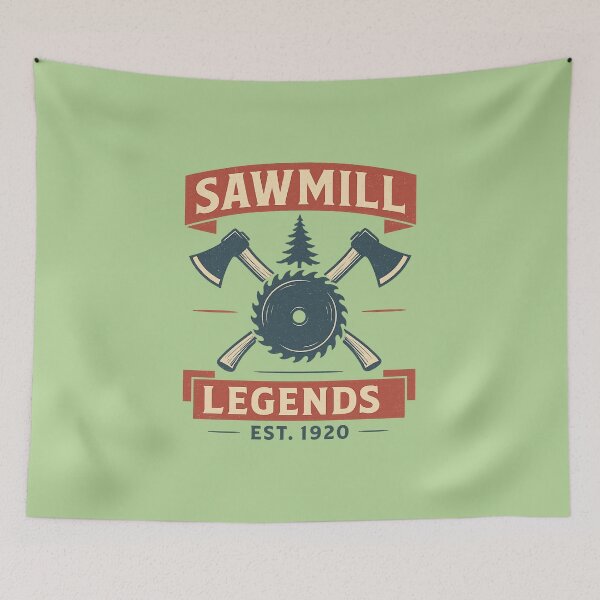 Item preview, Sawmill Legends – Vintage Americana Lumberjack Emblem Design designed and sold by Meandmyshop.