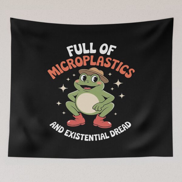 Item preview, Full of Microplastics and Existential Dread Funny Frog designed and sold by BlackStars3Neon.