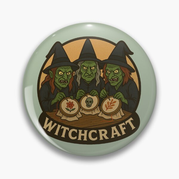 Item preview, Witchcraft – Three Green Witches Embroidery Halloween Design designed and sold by hangmeart.