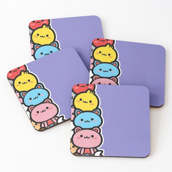Item preview, Cute Kawaii Cartoon Characters Wallpaper – Colorful Chibi Design on Purple Background designed and sold by LOFTS Store .