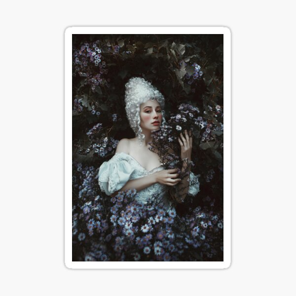 Beautiful girl is posing in a Middle Ages historical dress Sticker
