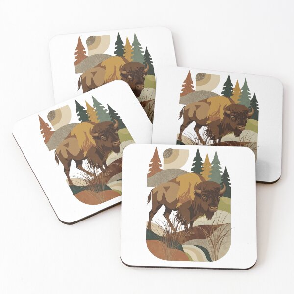 Item preview, Boho Paper Collage Bison Northern Forest Nature   designed and sold by TackyTime.