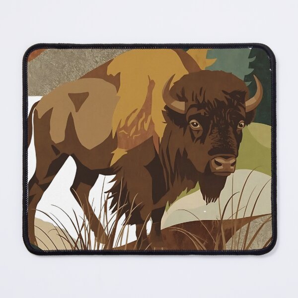 Item preview, Boho Paper Collage Bison Northern Forest Nature designed and sold by TackyTime.