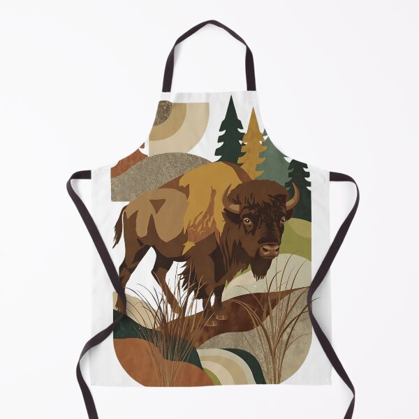 Aperçu de l'œuvre Collage de papier bohème Bison Forêt du Nord Nature créée et vendue par TackyTime.