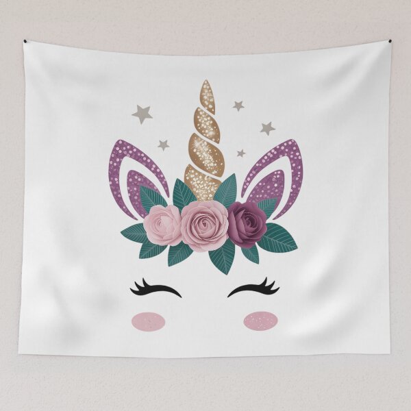 Item preview, Cute Unicorn Face With Flowers And Beautiful Lashes Gift designed and sold by PunkNation-Arts.