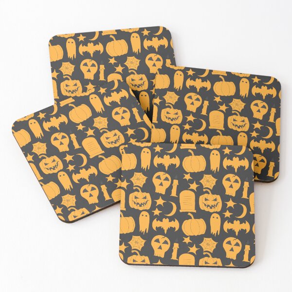 Item preview, Halloween Orange and Black Pattern – Pumpkins, Skulls, Bats and Stars Wall Tapestry designed and sold by FestivityFinds.