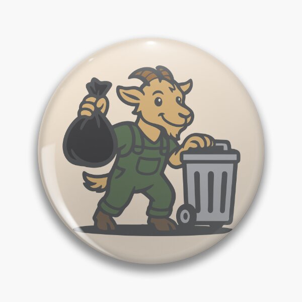 Item preview, Goat Trash Collector – Retro Cartoon Worker Mascot designed and sold by ZethStudios.