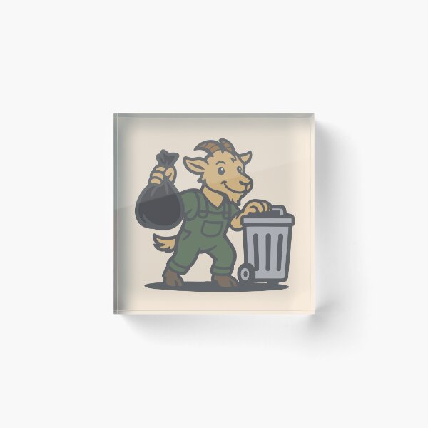 Item preview, Goat Trash Collector – Retro Cartoon Worker Mascot designed and sold by ZethStudios.
