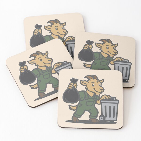 Item preview, Goat Trash Collector – Retro Cartoon Worker Mascot designed and sold by ZethStudios.