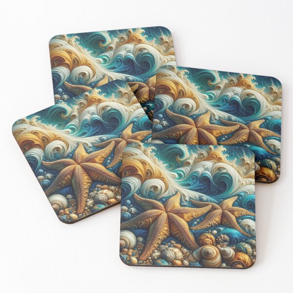Item preview, Whimsical Ocean Waves and Starfish designed and sold by purplesensation.