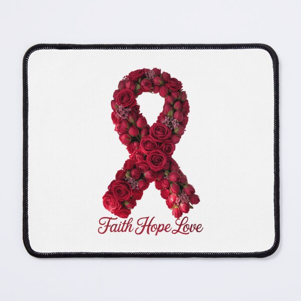 Item preview, Faith Hope Love World Aids Day Awareness Flower Ribbon Red designed and sold by PunkNation-Arts.