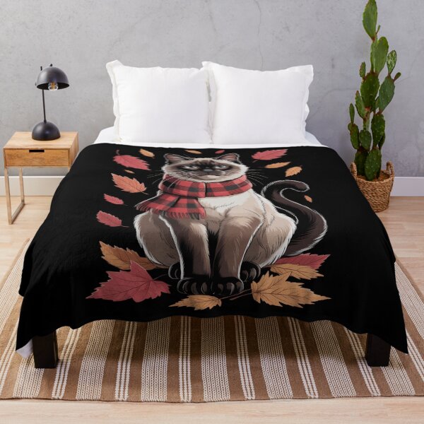 Item preview, Fall Leaf Siamese Cat Autumn Season Thanksgiving designed and sold by PunkNation-Arts.