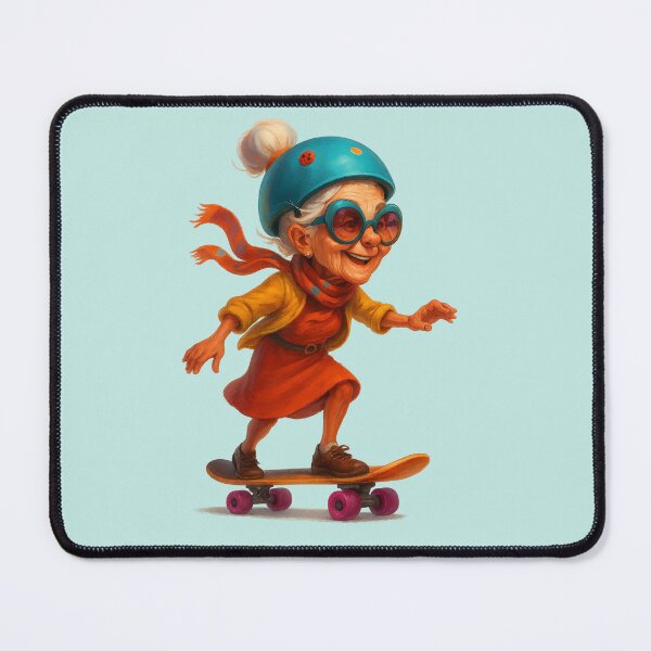 Item preview, Cool Granny on a Skateboard – Painterly Cartoon Style designed and sold by kornkobart.