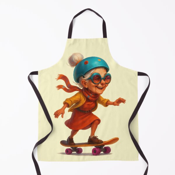 Item preview, Cool Granny on a Skateboard – Painterly Cartoon Style designed and sold by kornkobart.