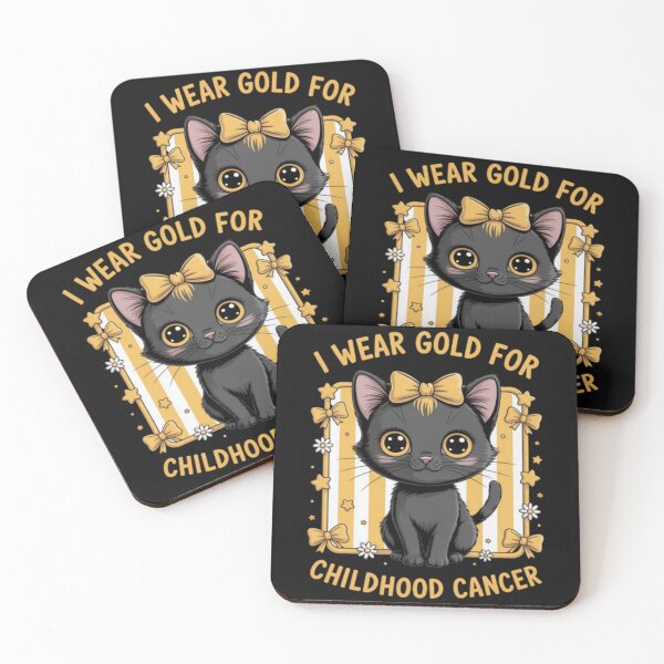 Item preview, Coquette Bow Black Cat I Wear Gold for Childhood Cancer designed and sold by Vastingan.