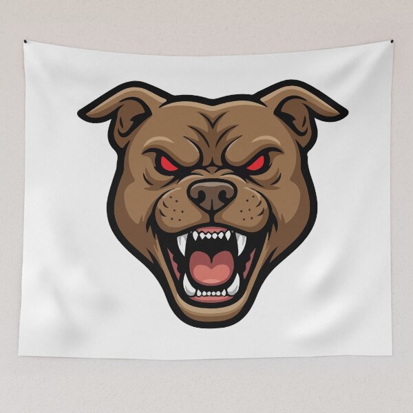 Item preview, Aggressive Pitbull Head Vector Art - Furious Red-Eyed Dog Graphic designed and sold by Omar-2D.
