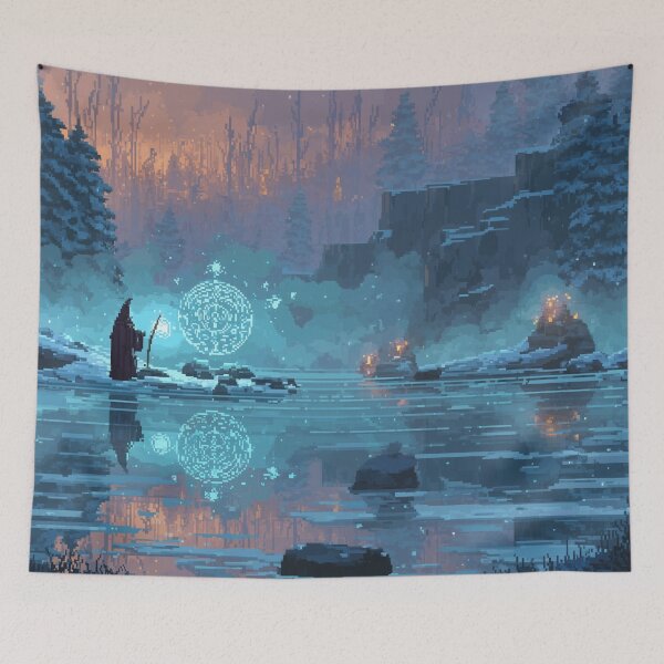 Item preview, Mage by the Frozen Lake Pixel Art designed and sold by Rtymer.