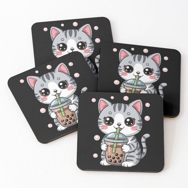 Item preview, Cute Cat Boba Tea Japanese Anime Graphic designed and sold by HellD3vil-Art.