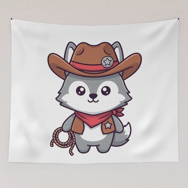 Item preview, Cute Cowboy Wolf with Lasso - Western Wild West Pup designed and sold by k3rstman1.