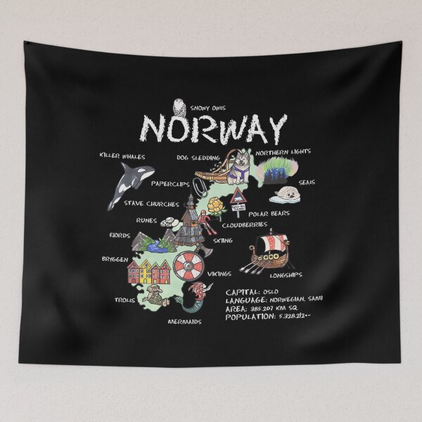 Item preview, Norway - Illustrated Map 	 designed and sold by fisidswhb58.