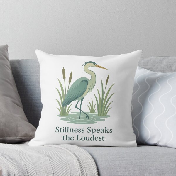 Item preview, Stillness Speaks the Loudest – Minimalist Heron Nature Quote Design designed and sold by inkoutninja.