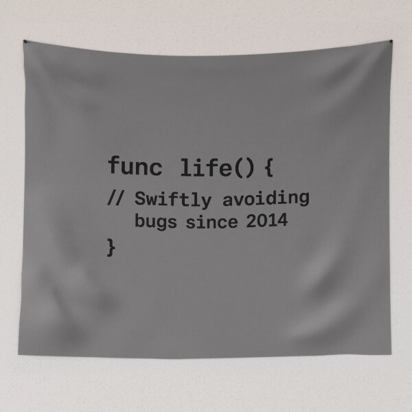 Item preview, Swiftly Avoiding Bugs Since 2014 - Swift Programming Humor designed and sold by Youssef-BM.
