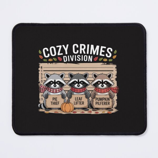 Item preview, Cozy Crimes Division Funny Fall Raccoons Autumn Leaves designed and sold by CraftyCuttable.