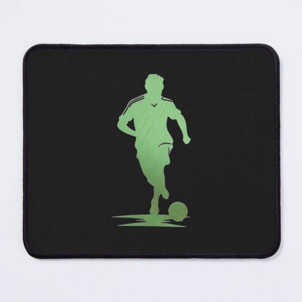 Item preview, Soccer player wearing green and white strips jersey in a playground dribbling with football designed and sold by Aariq.