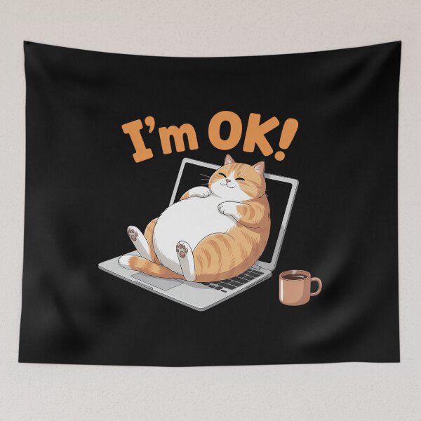 Item preview, Cat I'm OK Sad Cat Hard Work Office Employee designed and sold by Moon-Ape.