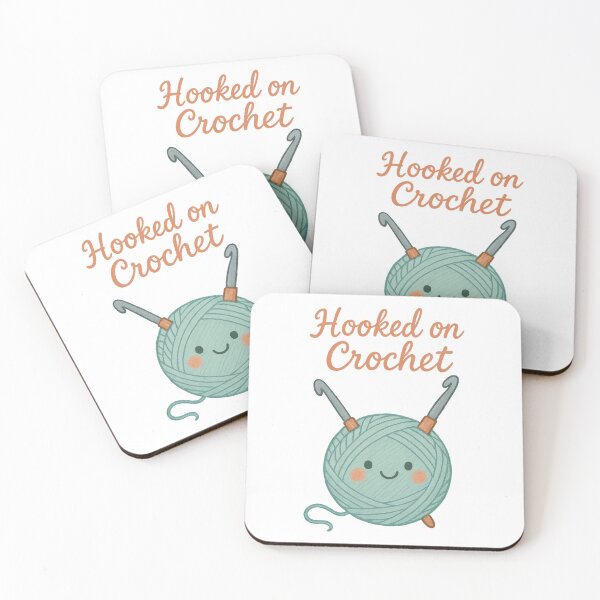 Item preview, Hooked on Crochet – Cute Yarn Ball and Crochet Hook Pun Design designed and sold by inkoutninja.