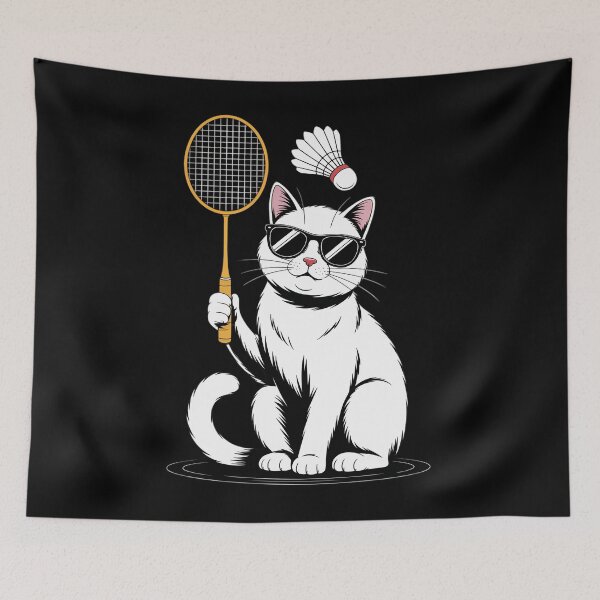Item preview, Cat Playing Badminton Shuttlecock Player Lover Coach Graphic designed and sold by Moon-Ape.