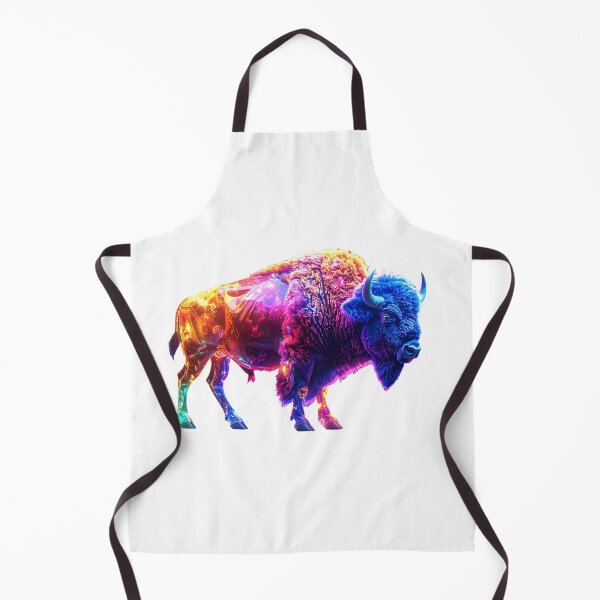 Item preview, Glowing Neon Bison – Futuristic Wildlife Art with Glass Effect designed and sold by GloriousArtSKD.