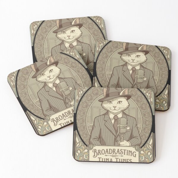Item preview, Retro Radio Cat Broadcasting Tuna Tunes designed and sold by Neko-Doodle-co.