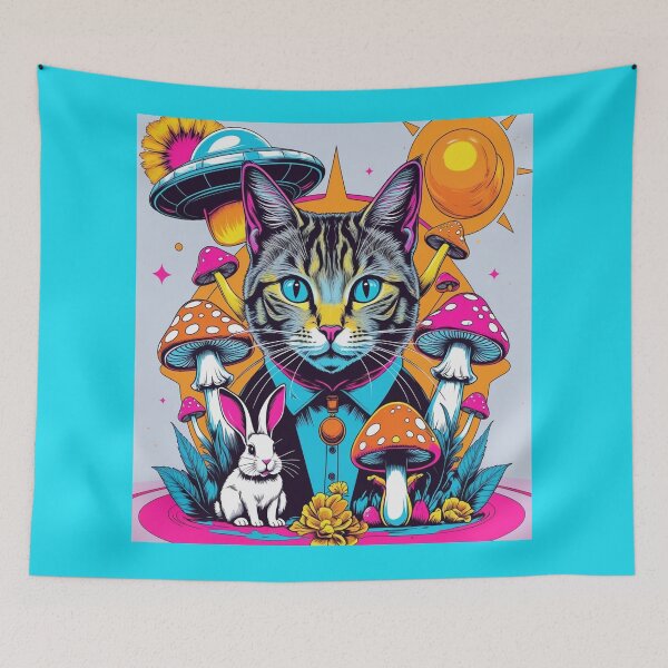 Item preview, psychedelic cat designed and sold by INK & VISION STUDIO.