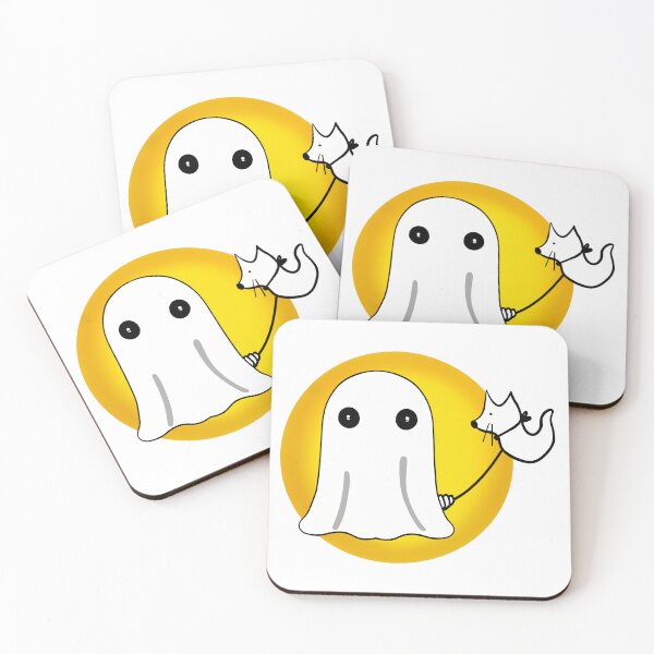 Item preview, Halloween illustration of a little ghost in a white cloth leading a dog spirit designed and sold by nongsao4.