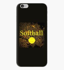 Vinilo o funda para iPhone Softball en amarillo, marrón y negro