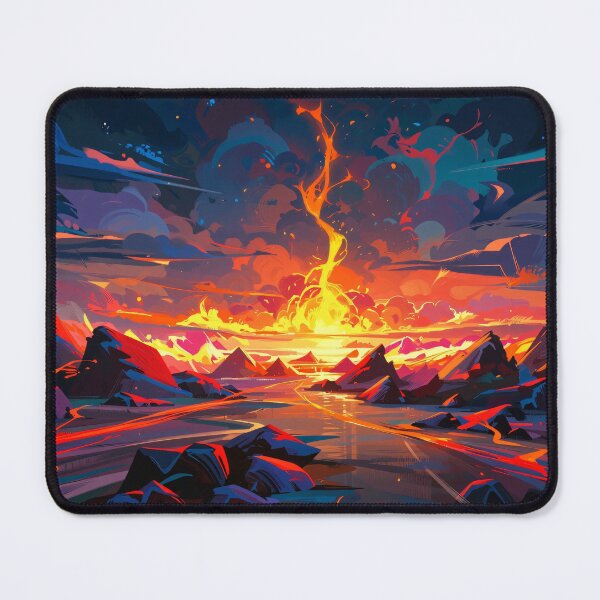 Item preview, Fiery Sunset Over Mountain Landscape with Glowing Sky Reflections and Vibrant Colors in Dramatic Scene designed and sold by Mimoshi ⭐⭐⭐⭐⭐.