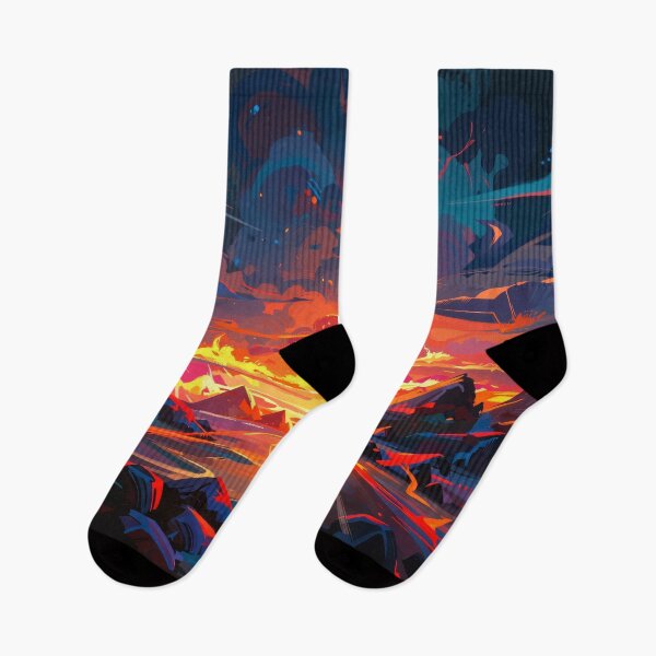 Item preview, Fiery Sunset Over Mountain Landscape with Glowing Sky Reflections and Vibrant Colors in Dramatic Scene designed and sold by Mimoshi ⭐⭐⭐⭐⭐.