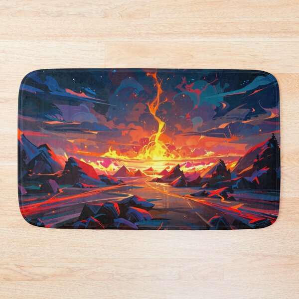 Item preview, Fiery Sunset Over Mountain Landscape with Glowing Sky Reflections and Vibrant Colors in Dramatic Scene designed and sold by Mimoshi ⭐⭐⭐⭐⭐.