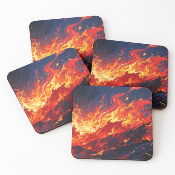 Item preview, Intense Flowing Flames and Glowing Sparks Spreading Across Dark Background in Dynamic Abstract Fire Artwork designed and sold by Mimoshi ⭐⭐⭐⭐⭐.
