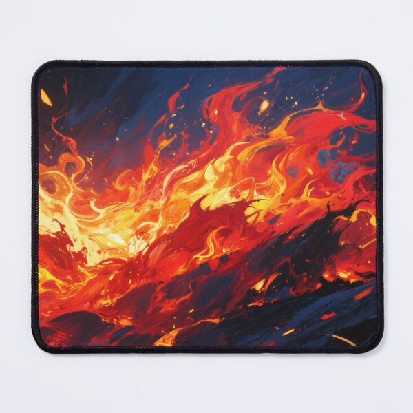 Item preview, Intense Flowing Flames and Glowing Sparks Spreading Across Dark Background in Dynamic Abstract Fire Artwork designed and sold by Mimoshi ⭐⭐⭐⭐⭐.